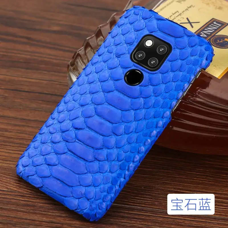 Чехол для телефона из натуральной кожи питона для huawei mate 20 30 P20 P30 Pro lite snakeskins Роскошный чехол для honor 20 Pro 10 10I 8x 9x - Цвет: blue