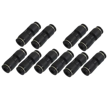 

10 Pcs Air Pneumatic 4mm to 4mm One Touch Ends Straight Push in Connectors Black Quick Fittings