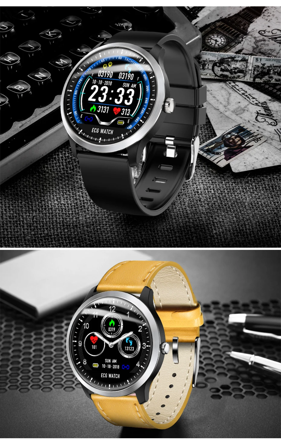 N58 ECG Smartwatch Men Smart Watch support Electrocardiogram Measurement Fitness Tracker (15)