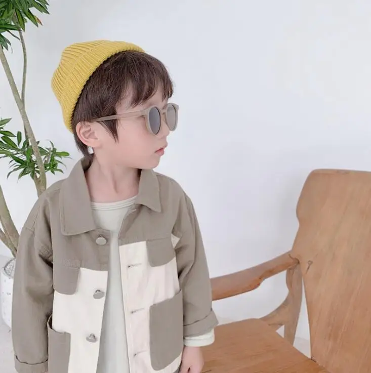 

2019 new wholesale boys girls patchwork coat autumn spring cotton full sleeve kids jacket 1-6t HU490