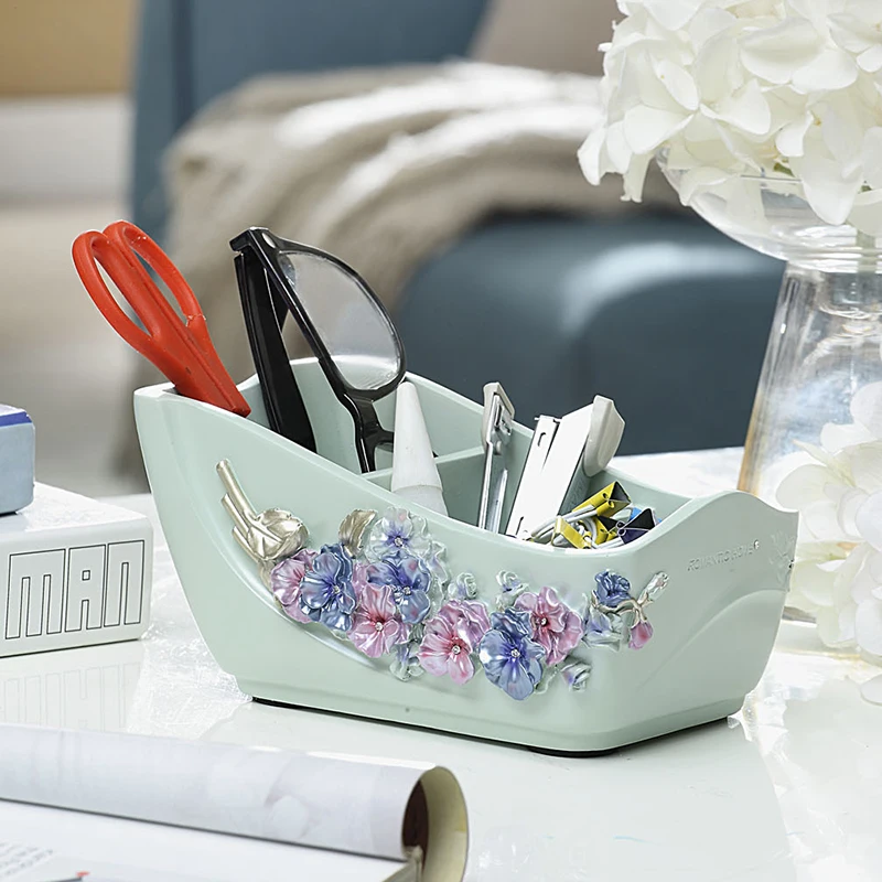 Waterproof Handmade Office Storage Box European Makeup Cosmetic Remote Control Sundries Basket Resin Desktop Articles Organizer Waterproof Handmade Office Storage Box European Makeup Cosmetic Remote Control Sundries Basket Resin Desktop Articles Organizer