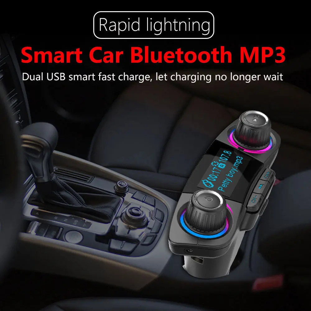 Беспроводная bluetooth-гарнитура для звонков автомобильное зарядное устройство fm-передатчик MP3-плеер Радио адаптер USB зарядное устройство ЖК-дисплей TF карта Автомобильный комплект