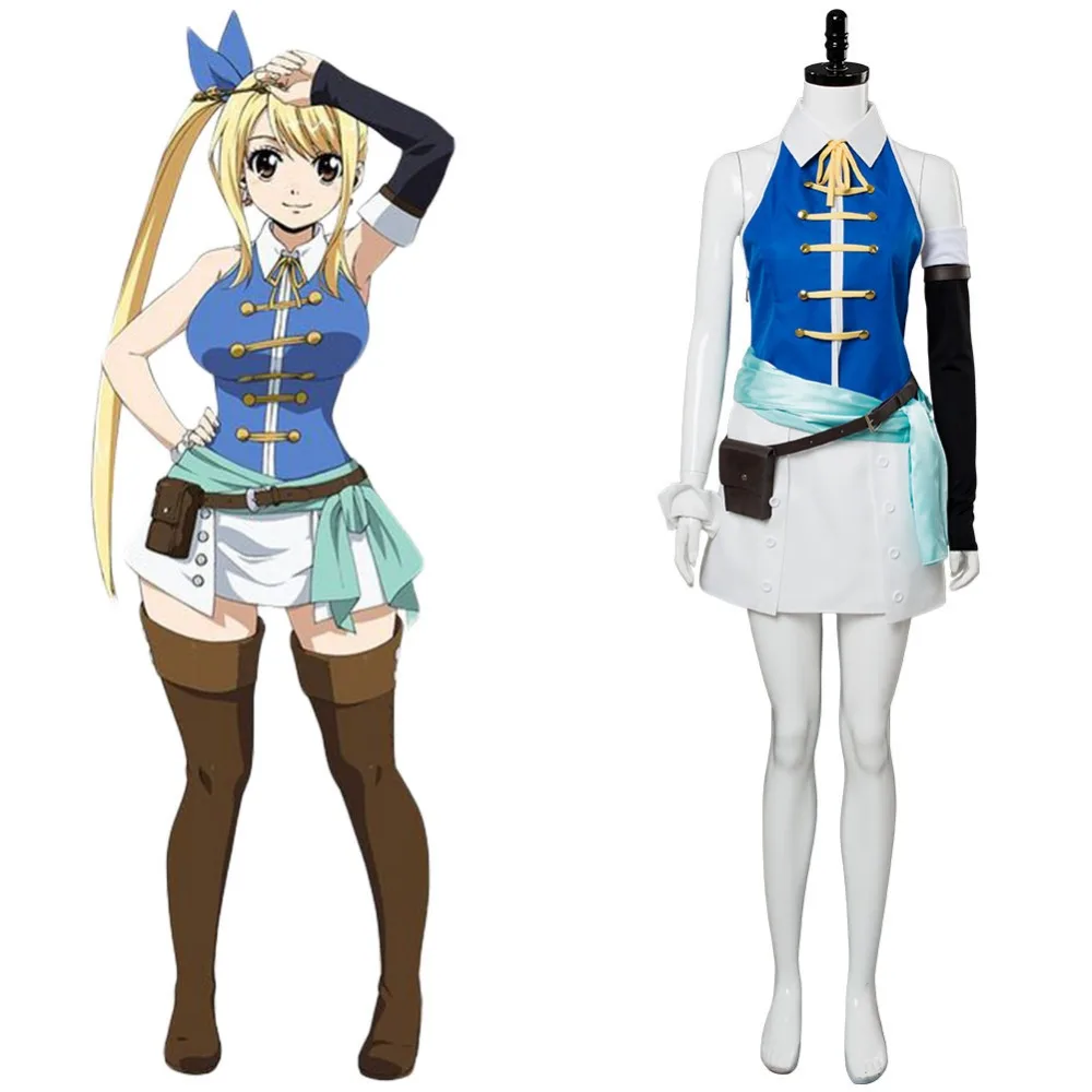 FAIRY TAIL Косплэй Люси хартфилия костюм полный набор форма синего топа и