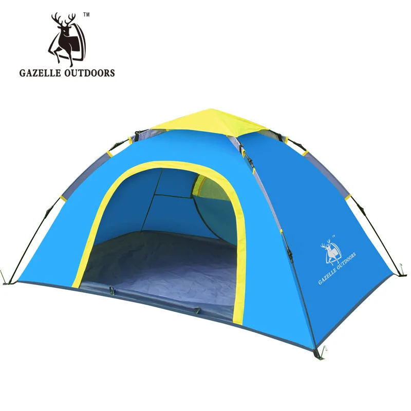 2Persons single layer fiber glass pole automatic camping travel outdoor hiking tent waterproof easy open anc carry tent