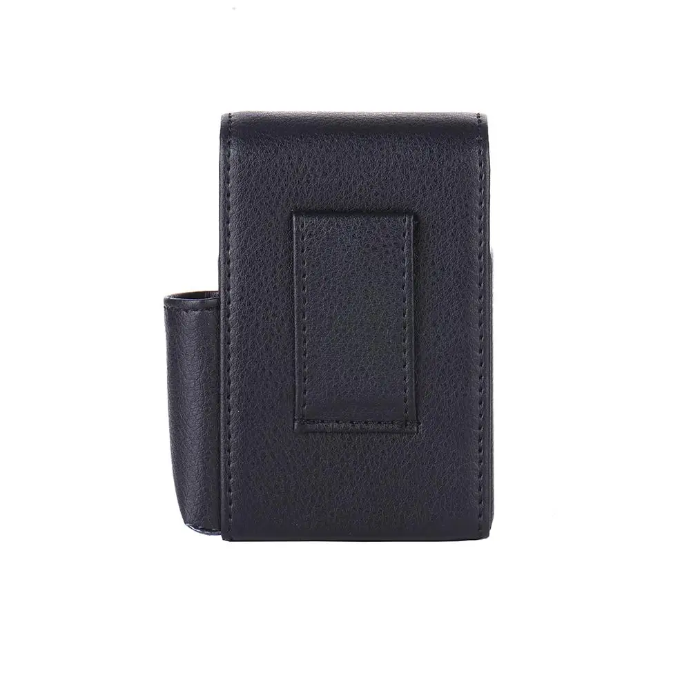 Маленькие Мужские сумки из нержавеющей стали+ искусственная кожа стиль Litchi Striae портсигар с зажигалкой карманные сигареты пакеты - Цвет: Black
