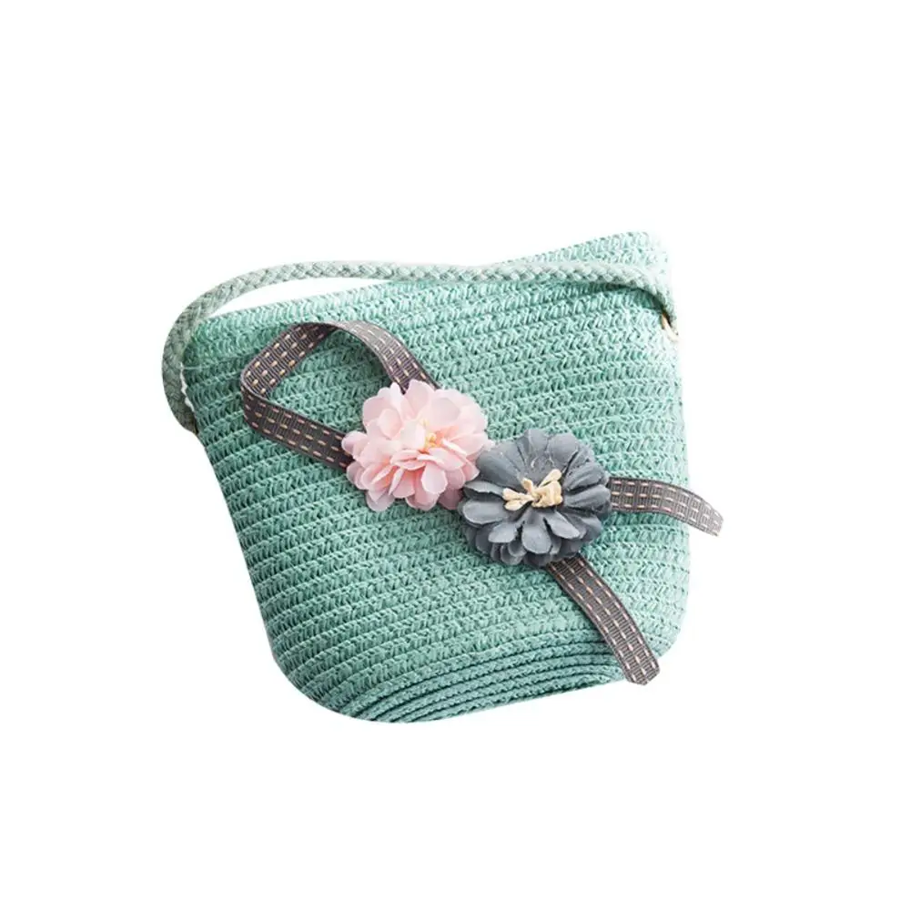 Детская сумка на молнии с цветочным узором; модная детская соломенная сумка через плечо для девочек - Цвет: G