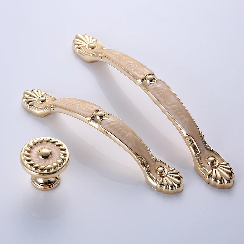 

European Handle Drawer Wardrobe Wupboard Cabinet Door Cabinet Door Handle American Light Luxury Amber Jade Small Handle