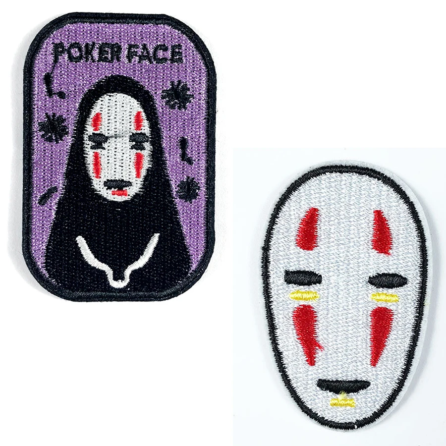 

No Face Man Poker Face Iron-On Patch Studio Ghibli Spirited Away Purple Anime Manga