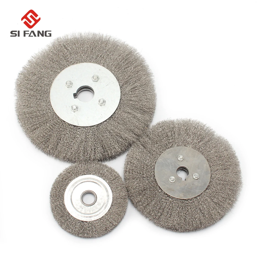 100 200MM Stainless Steel Wire Wheel Flat Round Wire Brush for Derusting Wood Polished Head