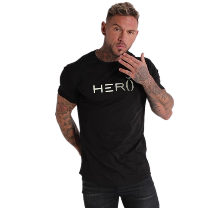 

2019 fashion T-Shirt Fitness Slim fit Shirts Crossfit Short sleeve Cotton clothes Fashion Leisure O-Neck printed Tee