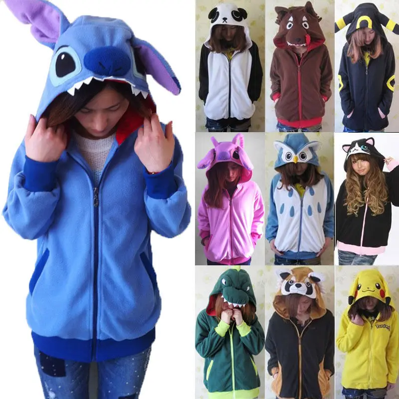 Women 3D Cartoon Animal Hoodies Costume Totoro Men Pokemon Pikachu with