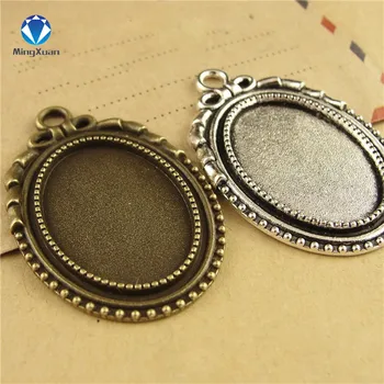 

10pcs /lot antique bronze antique bronze bowknot cameo cabochon Fit 18*25mm Diy base setting pendant tray