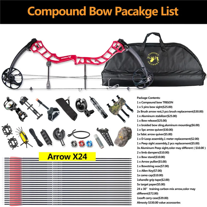 Topoint Archery Trigon Compound Bow Full Package CNC Material 19-30inch Draw Length For Hunting Shooting Right Hand Bow