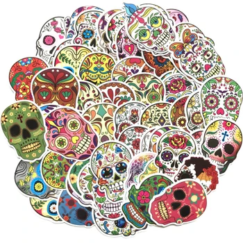 

Aliauto 50pcs/pack Car Decoration Colorful Terror Skull Graffiti Sticker Fashion Label Art Car Board Waterproof Not Repeat Decal