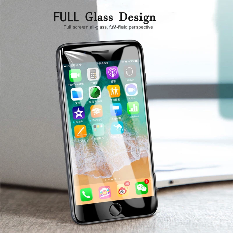 5D полное покрытие Защитное стекло для iPhone 6 s 8X6 7 Plus Apple i6 Защитная пленка экрана