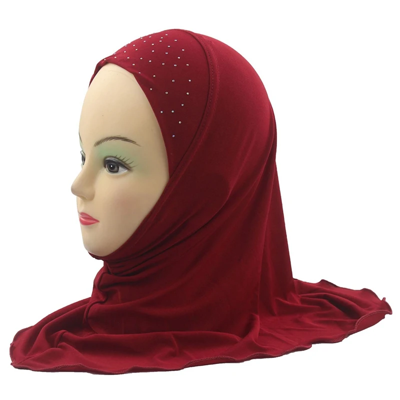 11 Цвета девочек мусульманские Красивая хиджаб исламский, арабский шарф шаль с цветочным узором около 45 см для детей возрастом от 2 до 5 лет, одежда для девочек - Цвет: RD