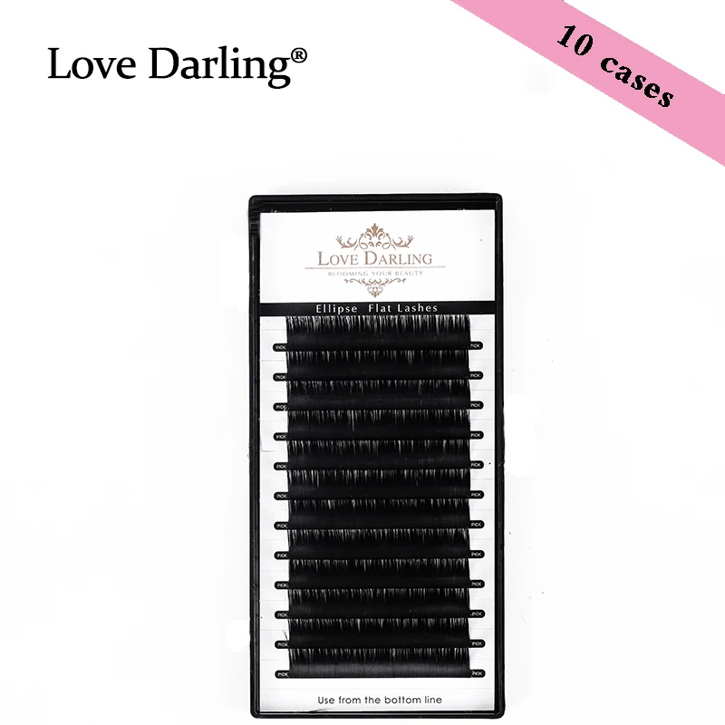 

Love Darling 10 cases/lot Ellipse Flat False Eyelash Extension flat mink cilia eyelashes Faux Matte Mink Ellipse eyelashes