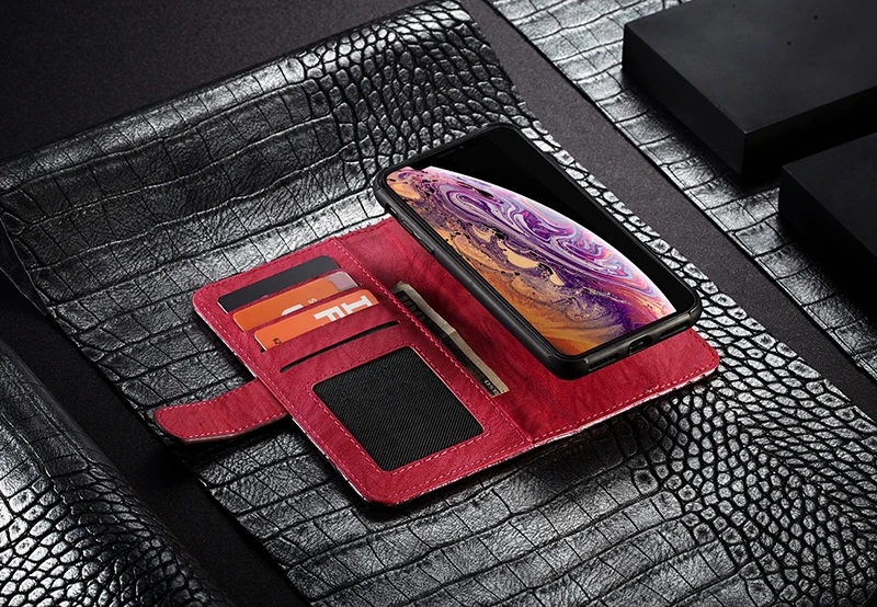 WHATIF прочный флип-кошелек чехол s для IPhone X 7 8 Plus роскошный крокодиловый кожаный чехол для Iphone XS Max XR задний Чехол с отделениями для карт