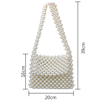 

JHD-Pearls Bag Beaded Shoulder Bag Women Vintage Retro Ladies Plastic Acrylic Bag New Ins Summer Spring