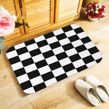 Черный геометрический Фланелевое небольшой площади 40x60 см наружный входной напольный коврик для спальни кухня Холл коврик антискользящий коврик для двери MU2