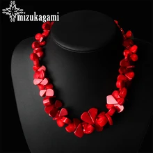 48 см Женская мода натуральный ювелирные изделия красный коралл ожерелья воротник ожерелья для женщин вечерние