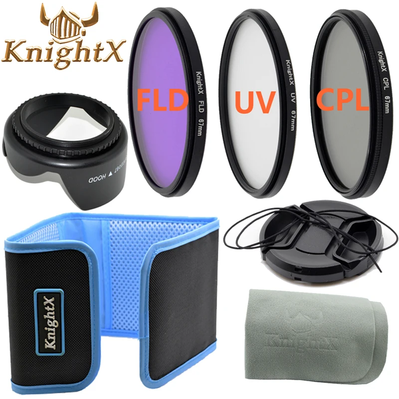 KnightX UV FLD cpl nd фильтр 67 мм набор объективов для canon eos 600d 1200d для Nikon d5300 d5500 d3300 d3200 d7100 t3i 49 52 55 58 мм