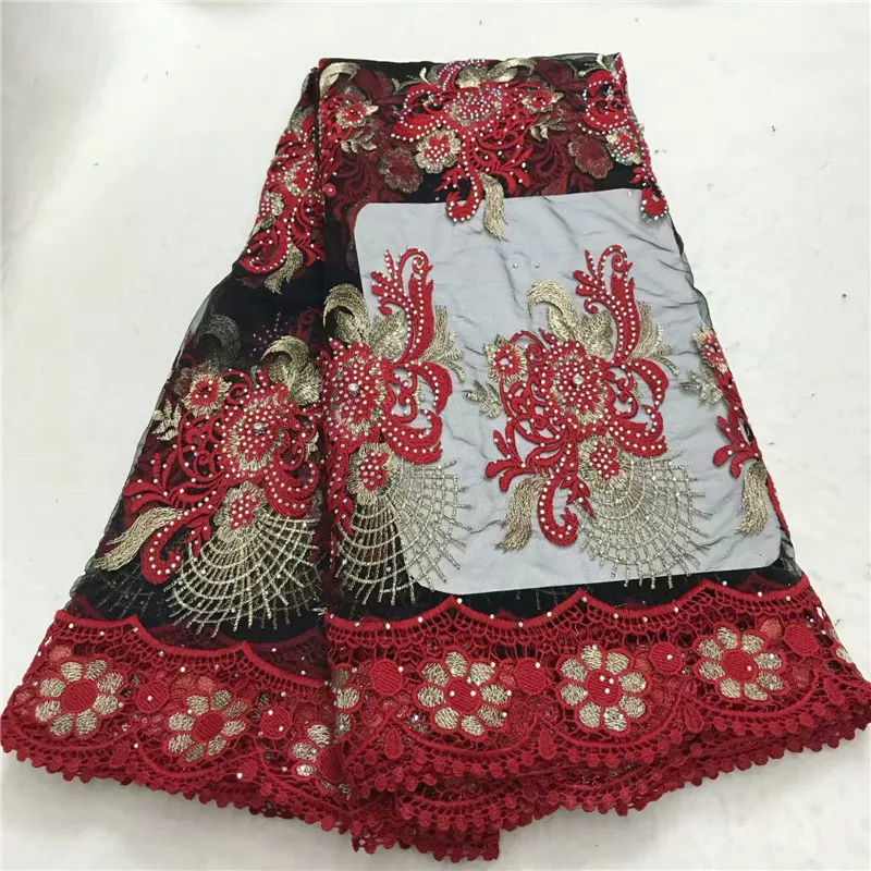 

ZQJ!French African lace fabric high quality embroidered Nigerian net lace with guipure lace fabric 5 yards for dress ! P92302