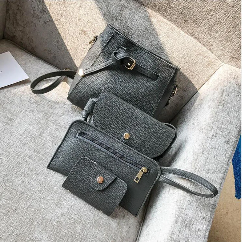 Women Top-Handle Bags Female Composite Bags 2018 Women Messenger Bags Handbag Set PU Leather Wallets Key Bag Set