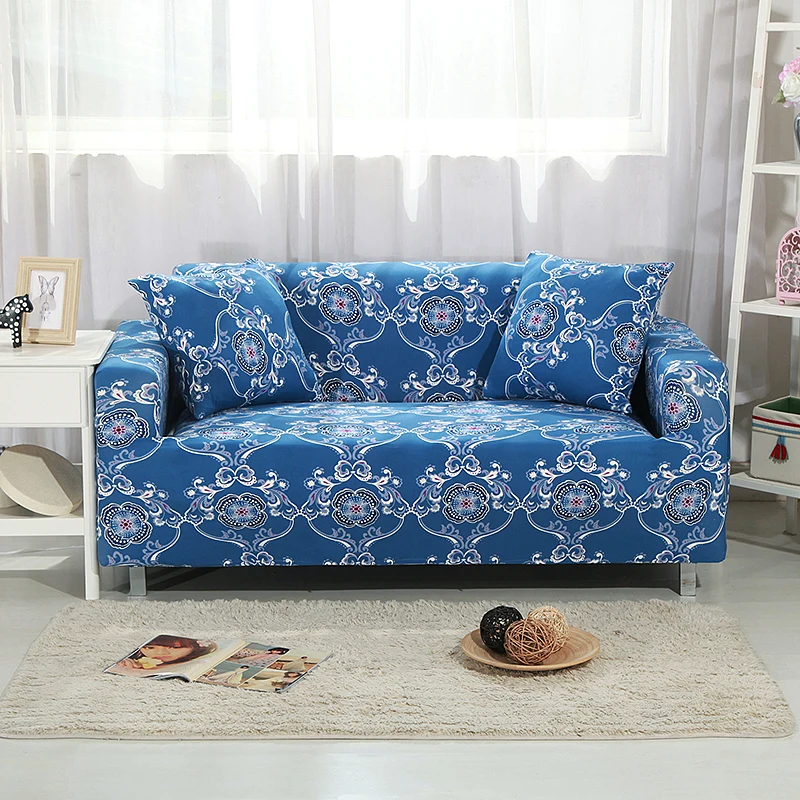 Polyester Bohemian Style Blue Couch Sofa Covers For Living Room Elastic Couch Sofa Slipcovers