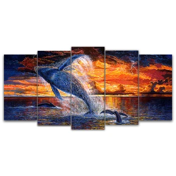 

New 5d diy Diamond embroidery dolphin 5pcs Multi-picture Combination diamond painting Cross Stitch Rhinestone mosaic decor ST11