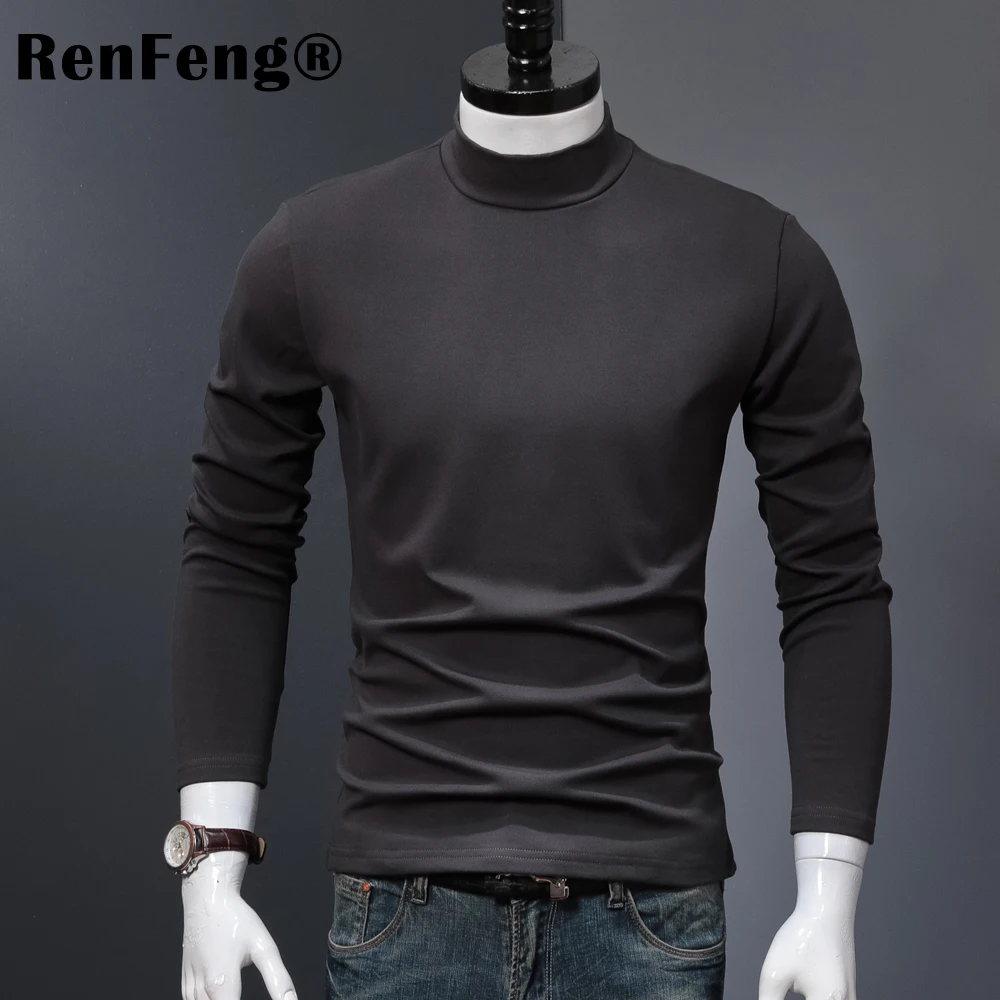 2018 New Fashion Brand Men Clothes Solid Long Sleeve Slim Fit T Shirt Men 95% Lycra Cotton T-Shirt Turtle neck Casual T Shirts (10)