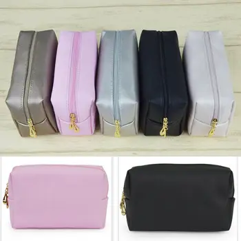 

Fashion Solid Travel Cosmetic Bag Zipper Clouser Organizer Make up Bag