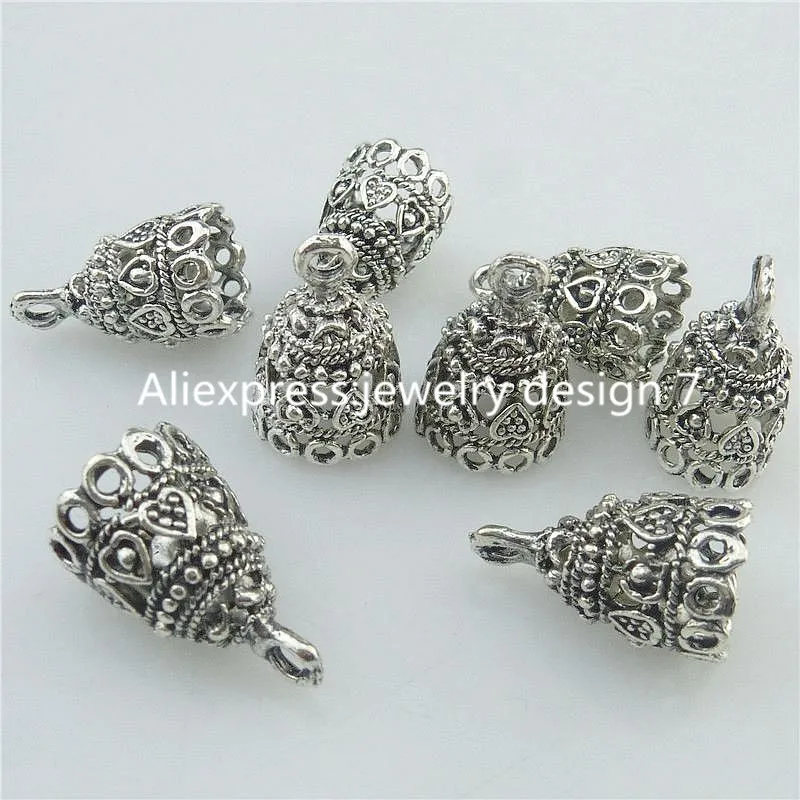 

Free Shipping 18218 15PCS Alloy Vintage Heart 19.5mm Cap Bail Pendant Bead Tassels End Cap