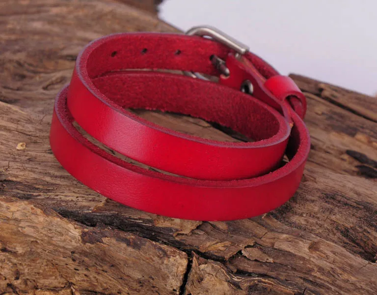 Fivela de Couro Lote Biker Rock Clássico Duplo Envoltório Couro Pulseira Manguito Novo G557 8 pc 11 High Quality Joias e Acessórios