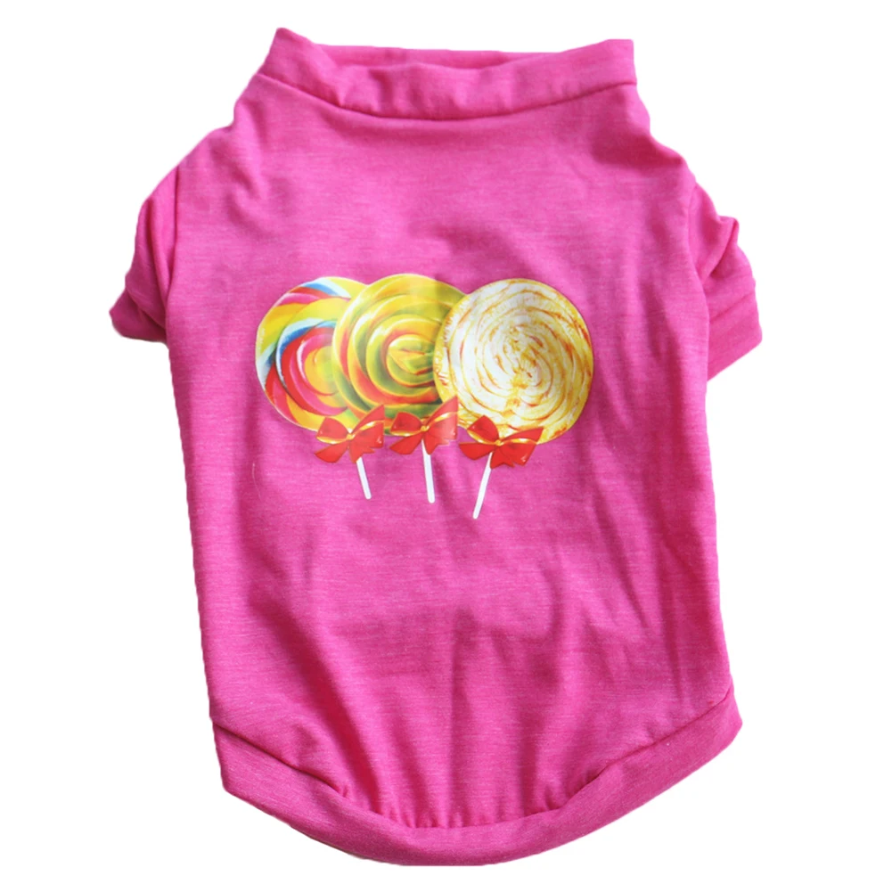 Милые животные собака кошка леденцы узор хлопковые мягкие удобные футболки
