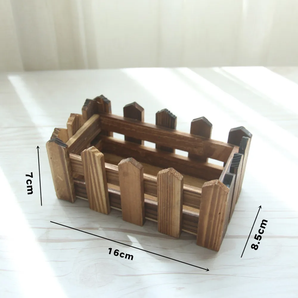 Деревенский стиль деревянный забор коричневый забор деревянный цветок симпатичная ваза горшки для цветов имитация дома PQW0625