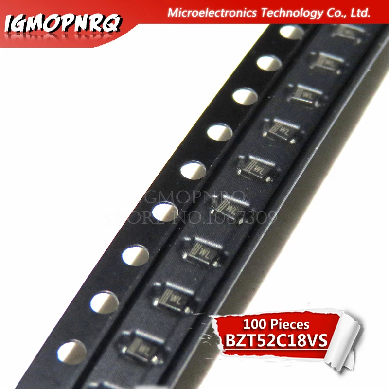 100Pcs Sod-123 Diodo Zener Bzt52C8V2 Bzt52C7V5 Bzt52C6V8 Bzt52C6V2 Bzt52C20V Bzt52C5V1 Bzt52C4V3 Bzt52C3V9 Bzt52C3V6 Bzt52C24V