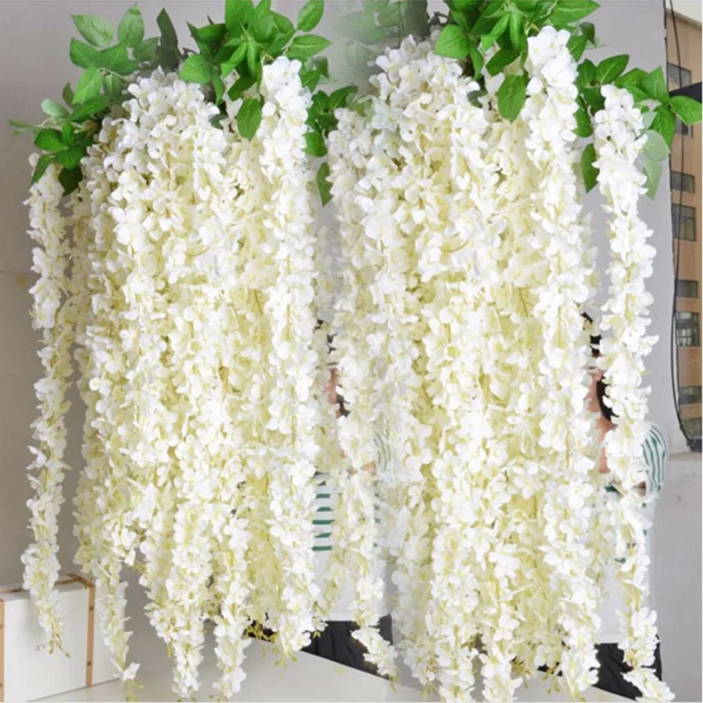 FENGRISE 2M Sakura Cherry Rattan Wedding Arch Decoration Artificial Vine Flowers Silk Ivy Bride Room Decoration Hanging Garland FENGRISE 2M Sakura Cherry Rattan Wedding Arch Decoration Artificial Vine Flowers Silk Ivy Bride Room Decoration Hanging Garland