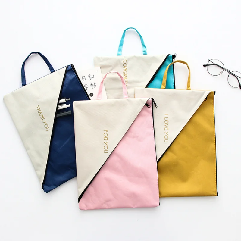 

1 Pcs New Portable Large Oxford Cloth Bag Student Multi-functional Double Zipper Storage Document Bag Filing Products Stationery