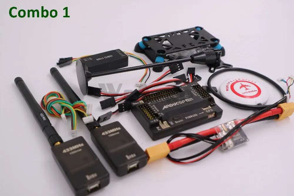 

APM2.8 ArduPilot Mega APM 2.8 Flight Controller Board +M8N/ LEA 6H GPS +Power Module+ Radio Telemetry + Mini OSD + Damping Board
