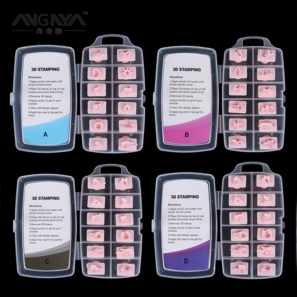 ANGNYA Pro 3D Nail Art акриловые штамповки 192 шт. мульти шаблон Гель лак печать штамповка