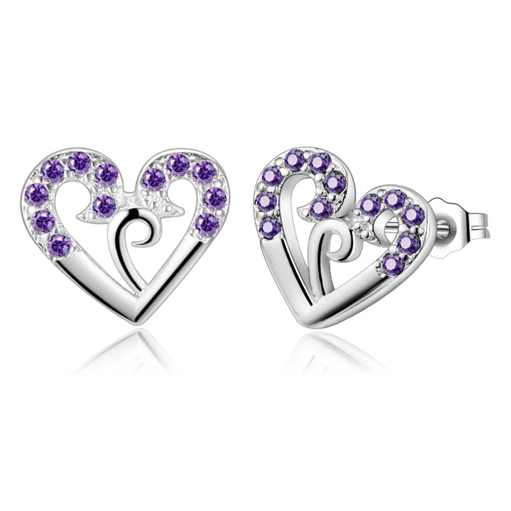 

Inlay purple zircon love heart high quality Silver Earrings for women fashion jewelry earrings /DWYUZLKO ZRKVZUEX