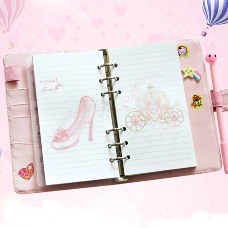 

40Sheets A5 /A6/A7 Pink Paper Girl Series Notebook Refills 6Hole Loose Leaf Handbook Inner Core DIY Planner School Office Supply