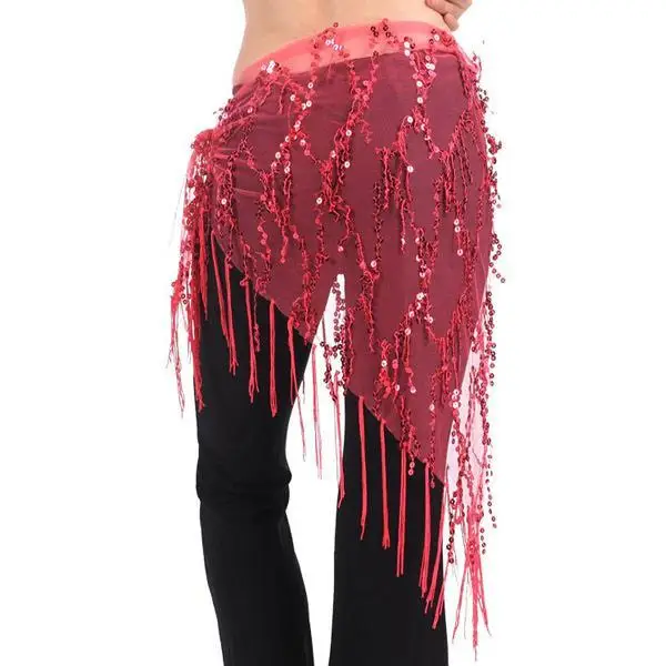 2018 New style Belly Dance sequins tassel Costume Hip Scarfs Tribal Triangle Tassel Belt Gold Sequins Dancing