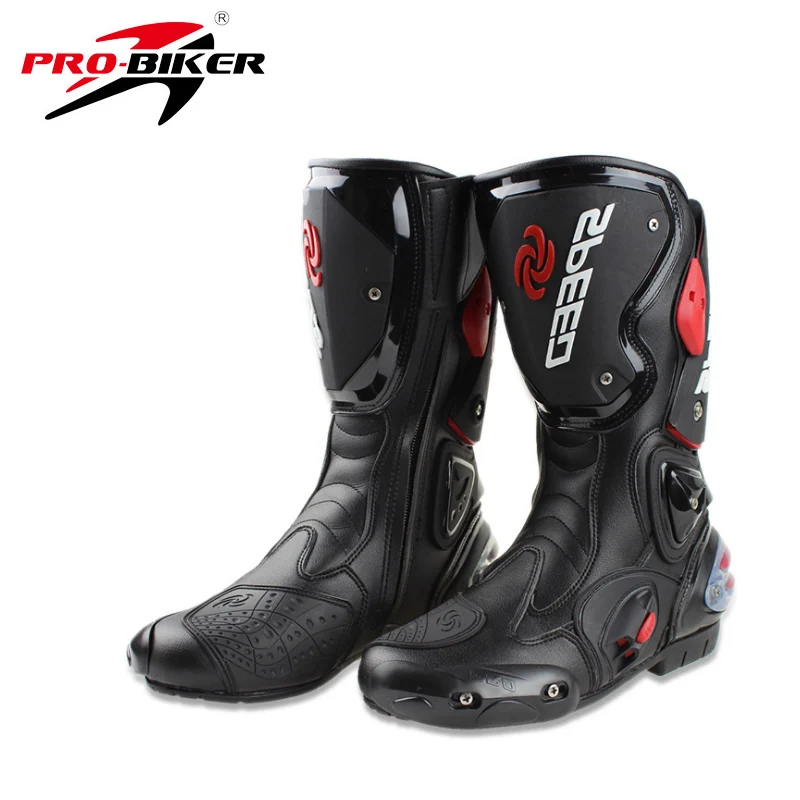 

PRO-BIKER SPEED BIKERS Motorcycle Boots Moto Racing Motocross Off-Road Motorbike Shoes Black/White/Red Size 40/41/42/43/44/45
