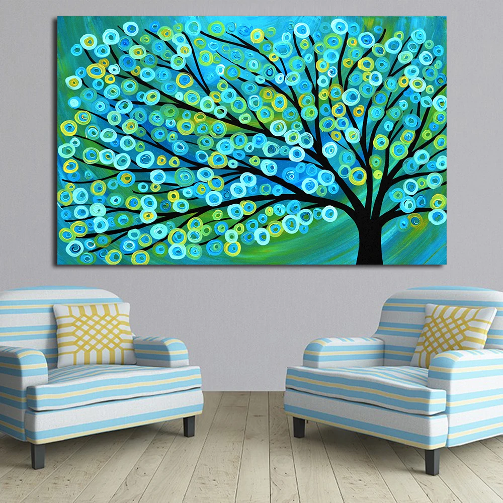QC1197-Blue Gold Abstract Tree-3