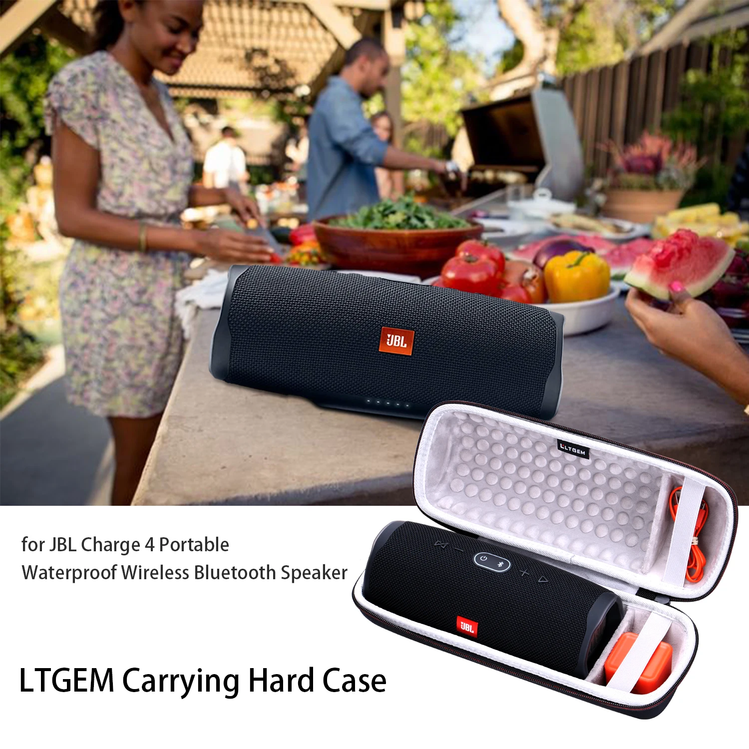 

LTGEM Hard Carrying Case for JBL Charge 4 Portable Waterproof Wireless Bluetooth Speaker. Fits USB Cable and Charger.