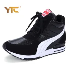 New Fashion High Top Women Casual Shoes Bigs Platform Hidden Increasing Shoes Breathable Women New Shoes Ankle Boots Wedge Shoes