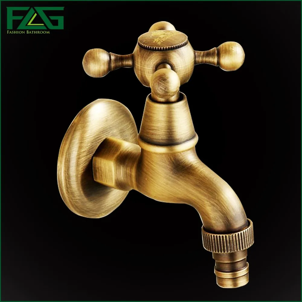 FLG Antique Brass Bathroom Laundry Wall Mount Washing Machine Water