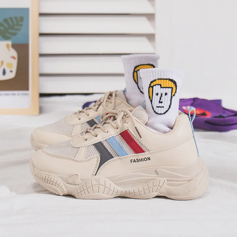 

Korean version of sports shoes female 2019 spring new ins super fire casual shoes students white shoes female Harajuku old shoes
